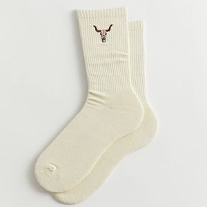 NIP Urban Outfitters By The Horns Crew Socks Cream SOLD ON AT UO!